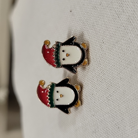 Holiday Penguin Stud Earrings - Picture 4 of 6